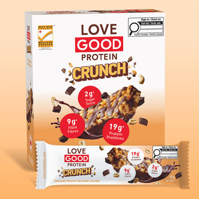 Love Good Protein Crunch Chocolate Peanut High Protein Low Sugar Keto Friendly 12-pack bars