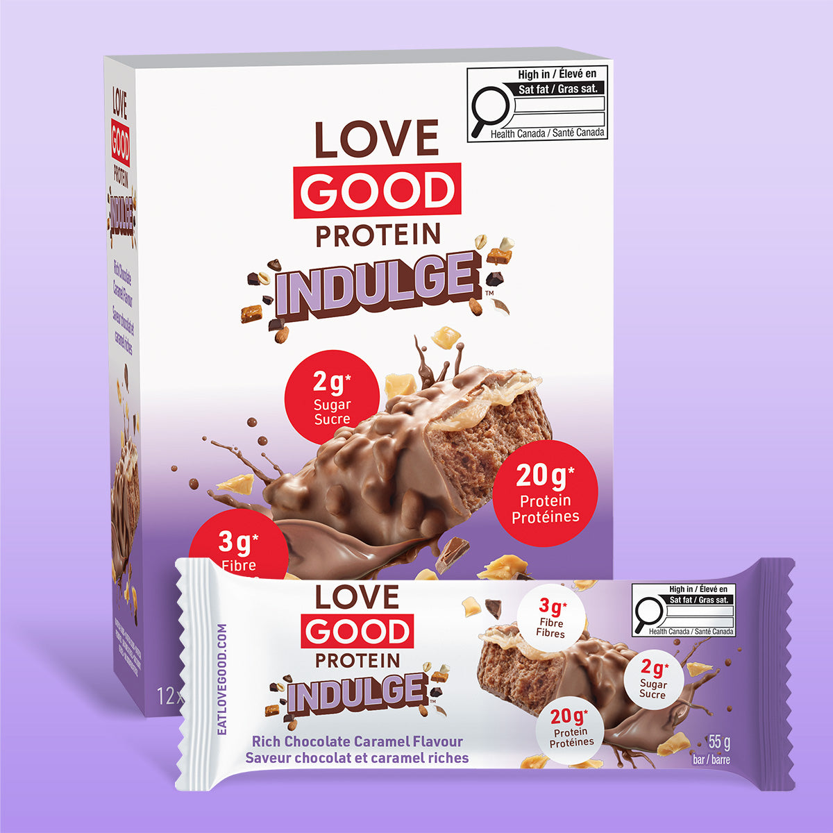Love Good Protein Indulge Chocolate Caramel High Protein Low Sugar Keto Friendly bars